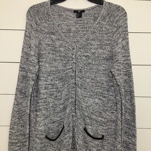 H&M Grey Snap Button Cardigan Pockets